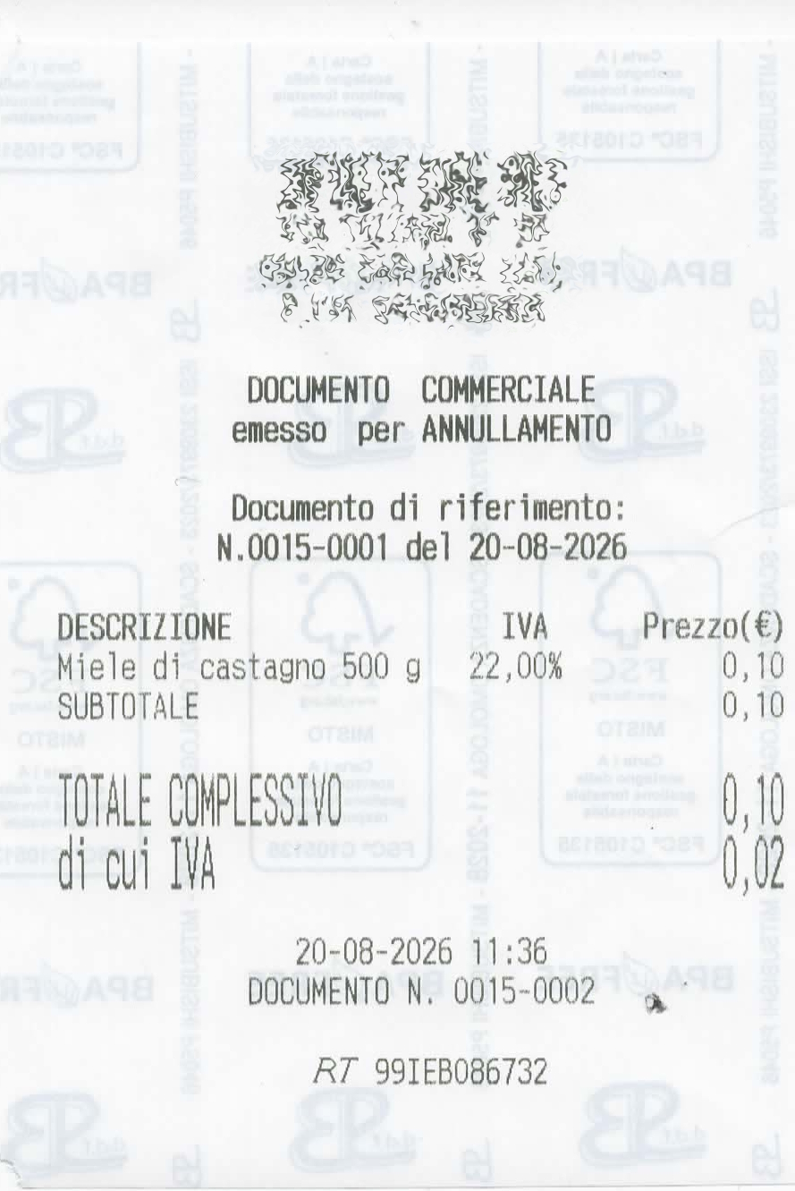 Il documento di annullamento n. 0015-0002